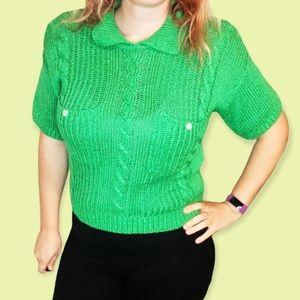 Vintage Liz Claiborne lime green knit grandma sweater size small